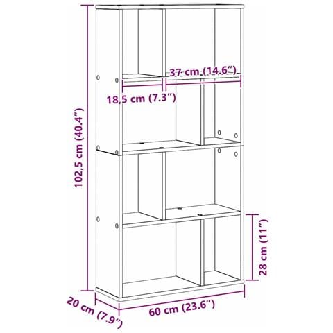 Libreria Rovere nero 60 x 20 x 120 cm Legno multistrato - Foto 9