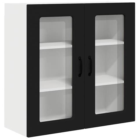 Pensile cucina con porta Nero 80 x 31 x 80 cm Legno multistrato - Foto 1