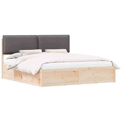 Letto con Testiera Rivestita Grigio scuro 200 x 200 cm - Foto 1