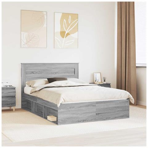 Struttura del letto Grigio Sonoma 140 x 190 cm Pino massello - Foto 2