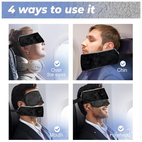 Mascherina Da Viaggio Confortevole Con Supporto Per La Testa - Mascherina Oscurante Unisex Black - Foto 6