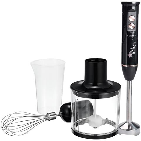 Frullatore A Immersione 600w 4 In 1 Con Tritatutto E Frusta, Grigio - Foto 1