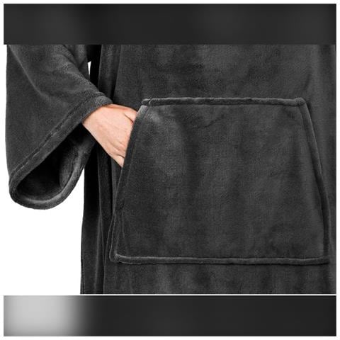 Coperta Indossabile Oversize Con Maniche E Tasca, Chiusura Regolabile A Strappo 150x180cm Grey - Foto 6