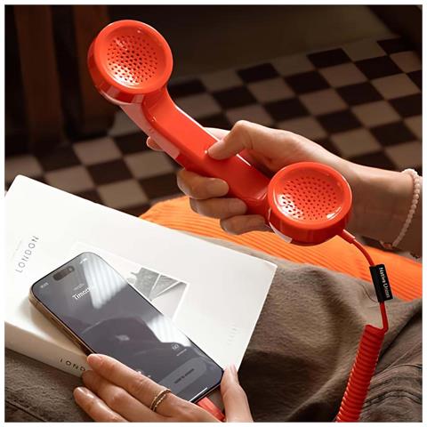 Telefono Combinato Telefono Pop Retrò Usb-c Con Microfono Per Chiamate E Videochiamate, Arancione - Foto 4