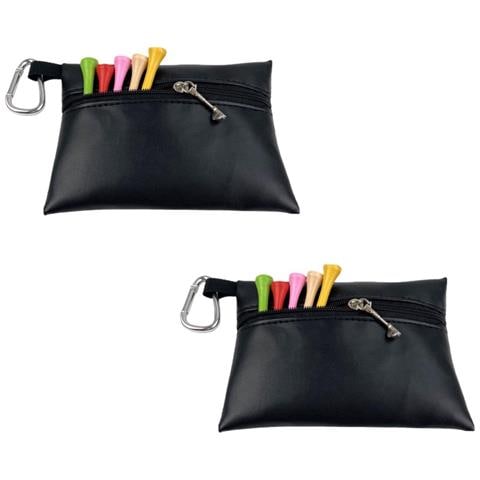 2-pack Porta Tee Da Golf In Pelle Pu Nera Con Clip Ad Anello A D - Contiene 60 Tee - Foto 1