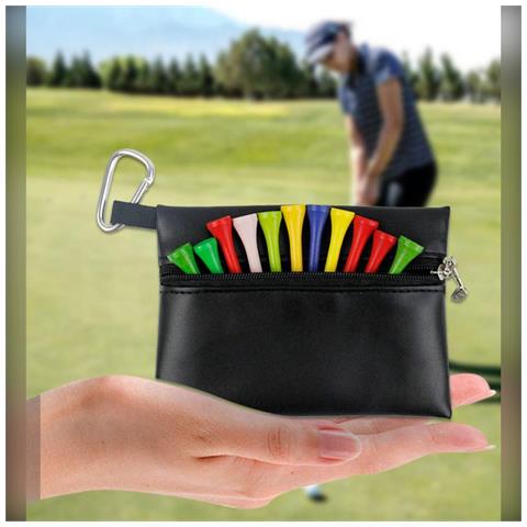 2-pack Porta Tee Da Golf In Pelle Pu Nera Con Clip Ad Anello A D - Contiene 60 Tee - Foto 6