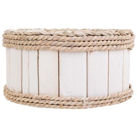 Cesto In Legno E Corda Bianco D25x13/24h - Foto 2