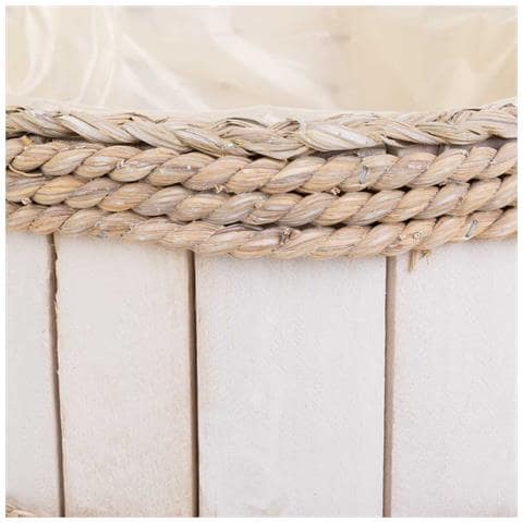 Cesto In Legno E Corda Bianco D25x13/24h - Foto 5