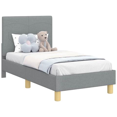 Struttura letto per bambini con testata Grigio chiaro Tessuto - Foto 1