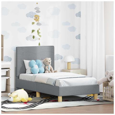 Struttura letto per bambini con testata Grigio chiaro Tessuto - Foto 2