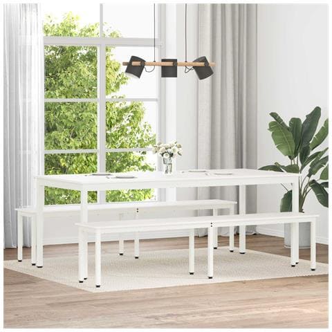 panchina Bianco 200 x 35 x 45 cm Pino massello - Foto 2