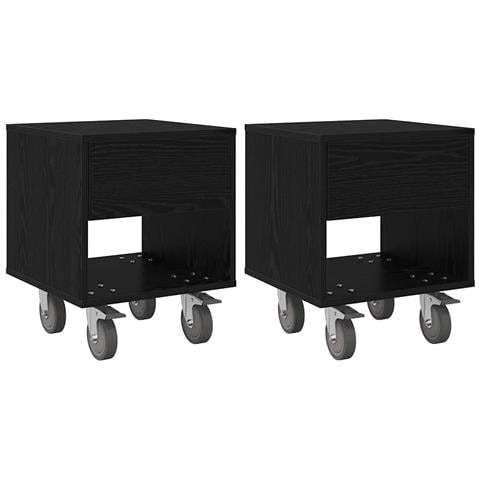 Comodino 2 pcs Rovere Nero 40,5 x 40 x 48 cm Legno multistrato - Foto 1