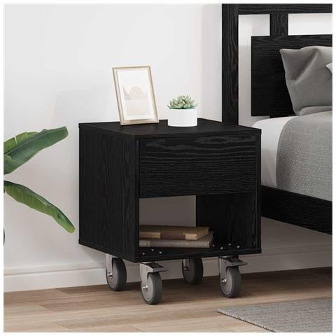 Comodino 2 pcs Rovere Nero 40,5 x 40 x 48 cm Legno multistrato - Foto 2