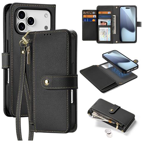 Cover Cartera per iPhone 17 Pro - Pelle /PU, Nero - Foto 1