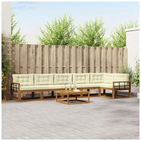 Set di divani da esterno con cuscino 7 pcs Naturale e Crema - Foto 2