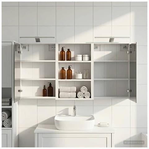 Set di Armadi da Bagno con lo scaffale 3 pcs 126 x 16 x 62.5 cm - Foto 2