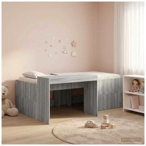 Letto alto per bambini con scrivania Sonoma grigio - Foto 2