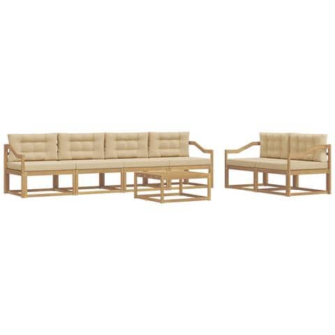 Set di divani da esterno con cuscino 6 pcs Bianco e Beige - Foto 1