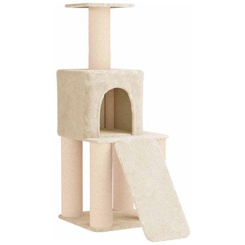 Albero per gatti con pali per graffiare in sisal Crema 146 cm - Foto 1
