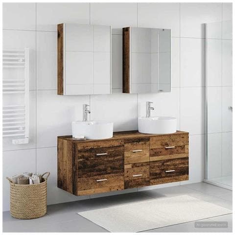 Set di mobili per il bagno 5 pcs Legno antico - Foto 2