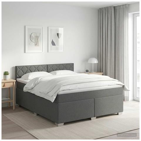 Letto box spring con materasso Grigio Scuro 180 x 200 cm - Foto 2