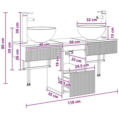 Set di mobili per il bagno 3 pz Sonoma grigio - Foto 2