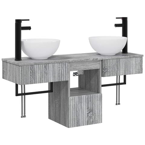 Set di mobili per il bagno 3 pz Sonoma grigio - Foto 1