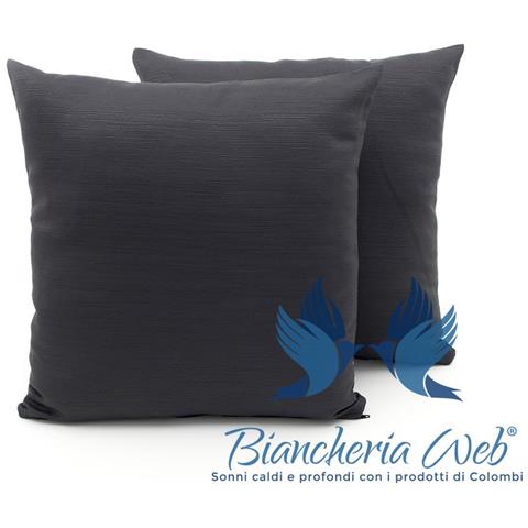 Coppia Cuscini Arredo Imbottiti Tessuto Ottoman In Tinta Unita Colore Grigio 44 60x60 Grigio 44 - Foto 1