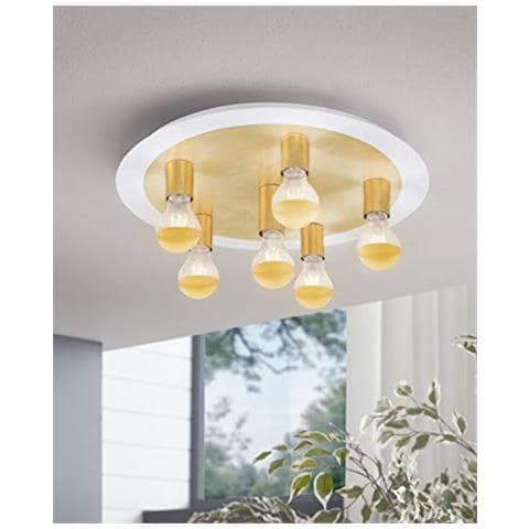 Passano - Plafoniera In Acciaio, 4 W, Colore: Bianco / oro - Foto 2