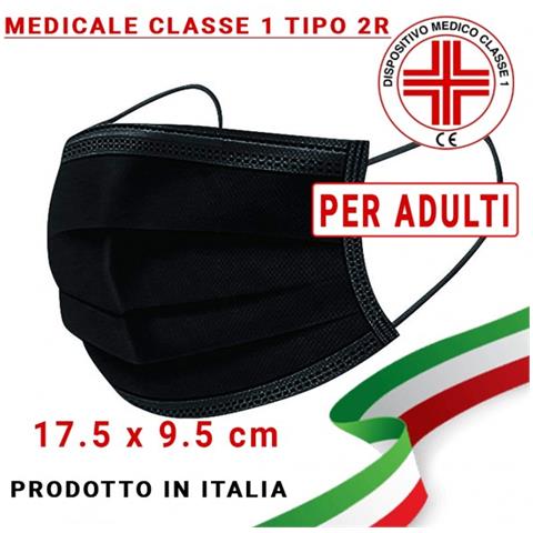 mascherina monouso Adulti Tipo I 2r Tre Strati Uni En 14683:2019 Modello Chirurgico Colore Nero (confezione Sigillata Da 10pz) - Foto 1