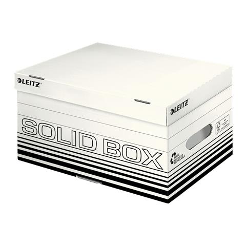 Leitz Archiv-klappdeckelbox Solid S, Wei / schwarz 100% Geriffelter Recyclingkarton, Doppelter Boden & Wnde, - 10 Stck (6117-00-01)  - Foto 1
