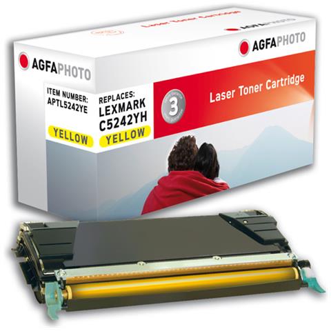 APTL5242YE, 7000 Pagine, Lexmark C524, C532DN, C532n, C534DN, C534DTN, C534N, Giallo - Foto 1