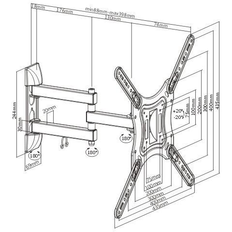 Supporto TV da Parete P-SWB223W-1 23-43" Portata Max 35 Kg - Foto 6