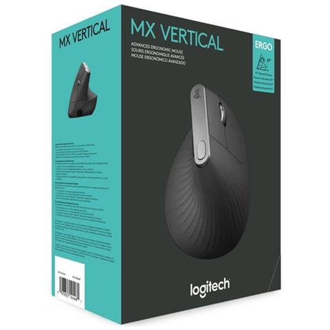 Mouse Ergonomico MX Vertical Advanced RF Wireless + Bluetooth Ottico 4 Tasti 4000 DPI Colore Nero - Foto 6