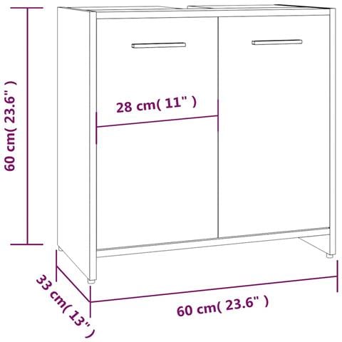 Armadietto Bagno Rovere Marrone 60x33x60cm Legno Ingegnerizzato - Foto 2