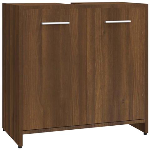 Armadietto Bagno Rovere Marrone 60x33x60cm Legno Ingegnerizzato - Foto 1