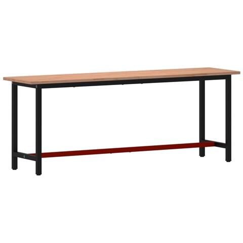 Banco Da Lavoro 220x55x81,5 Cm Legno Massello Faggio E Metallo - Foto 2