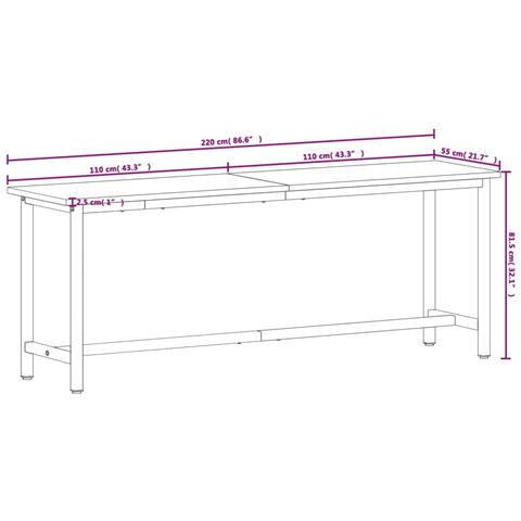 Banco Da Lavoro 220x55x81,5 Cm Legno Massello Faggio E Metallo - Foto 8