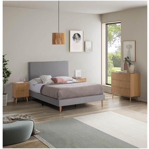 Testiera Aura Rivestita In Tessuto Grigio Chiaro 160x60 Cm - Foto 5