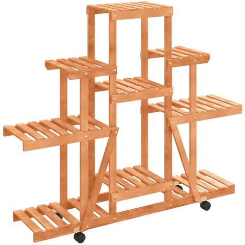 Portafiori Con Ruote 110x25x101 Cm In Legno Massello Di Abete - Foto 2