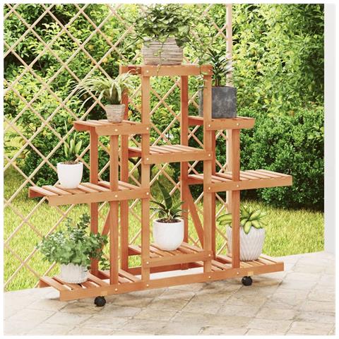 Portafiori Con Ruote 110x25x101 Cm In Legno Massello Di Abete - Foto 1