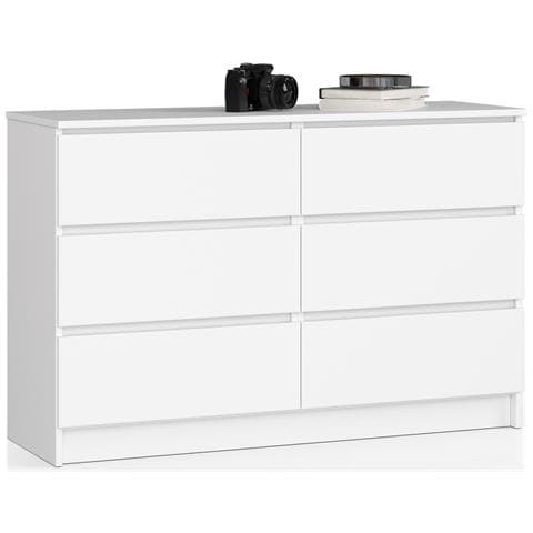 Cassettiera K120, 6 cassetti, 120x40x77 cm, Colore Bianco - Foto 1