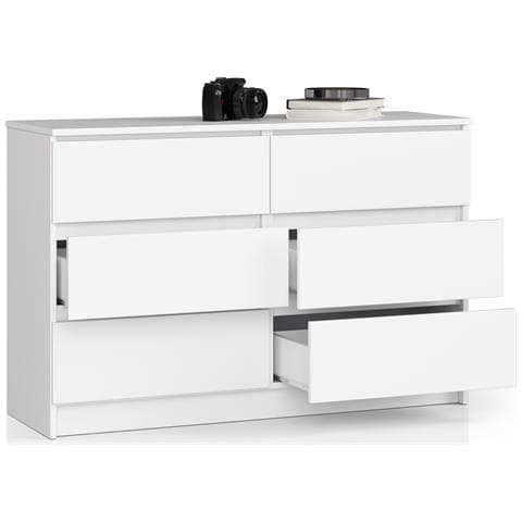 Cassettiera K120, 6 cassetti, 120x40x77 cm, Colore Bianco - Foto 2