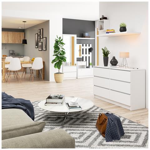 Cassettiera K120, 6 cassetti, 120x40x77 cm, Colore Bianco - Foto 8