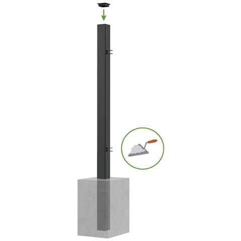 Set 2 Pali In Ferro Dario 8x8cm H. 170cm Nero Opaco - Foto 2