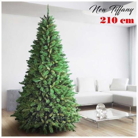 Albero Di Natale 210cm New Tiffany Super Folto 1078 Rami Pino Verde Base A Croce - Foto 1