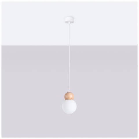 Lampada A Sospensione Pekka 1 Bianco /legno Naturale Sl. 1390 - Scandinavo Lampade A Sospensione Bianco /legno Naturale 124x11x11 Cm - Foto 2