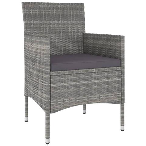 Set Pranzo da Giardino 5 pz Polyrattan e Vetro Temperato Grigio - Foto 10