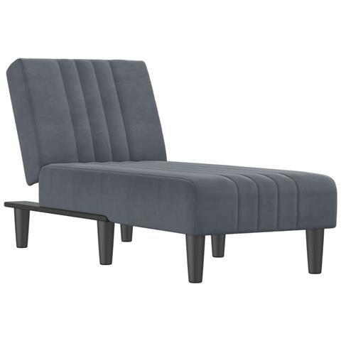Chaise Longue In Velluto Grigio Scuro - Foto 2