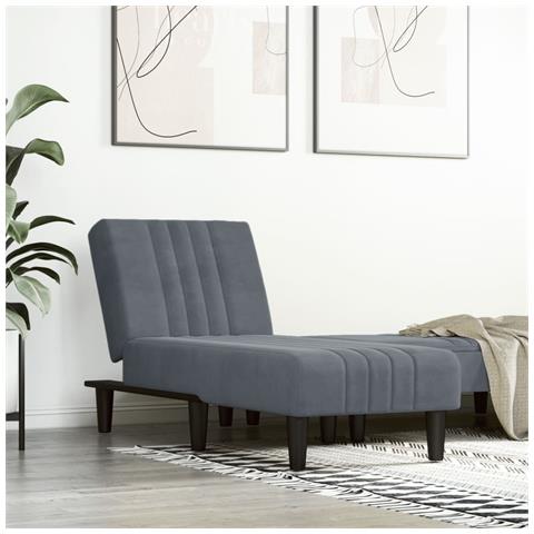 Chaise Longue In Velluto Grigio Scuro - Foto 1